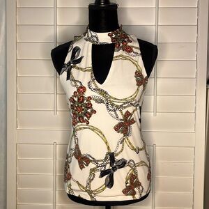 NWT WHBM White Sleeveless Keyhole/V-neck Top XS